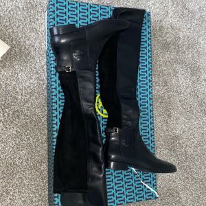 Tory Burch Wyatt over-the knee boot calf leather , black in color size 8